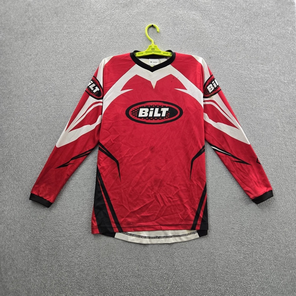 BILT Men Jersey XLY Red Graphic Motocross Grunge Long Sleeve READ